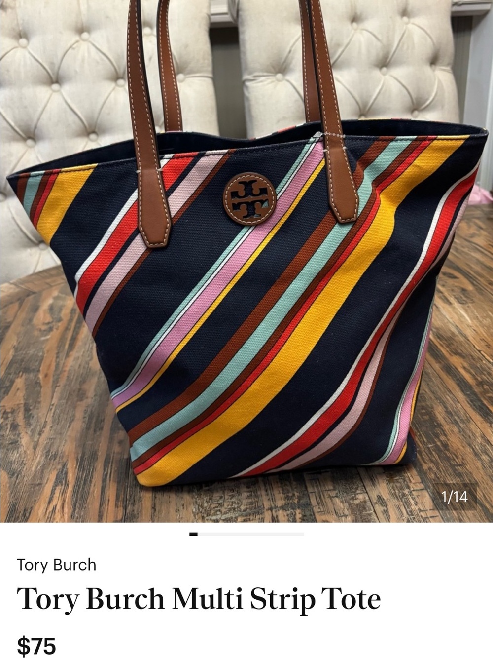 Tory Burch Multi Strip Tote